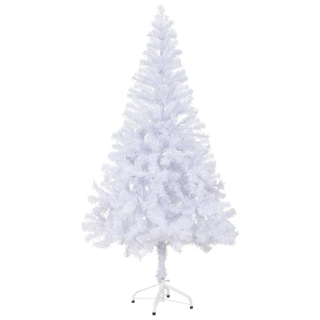 Umělý Vánoční Stromek S Led A Sadou Koulí 120 Cm 230 Větviček Bílo-Šedá
