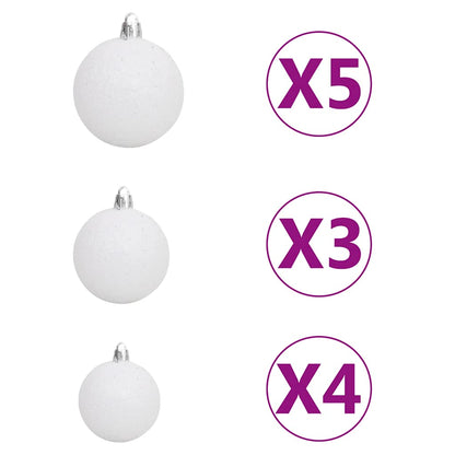 Umělý Vánoční Stromek S Led A Sadou Koulí 120 Cm 230 Větviček Bílo-Šedá