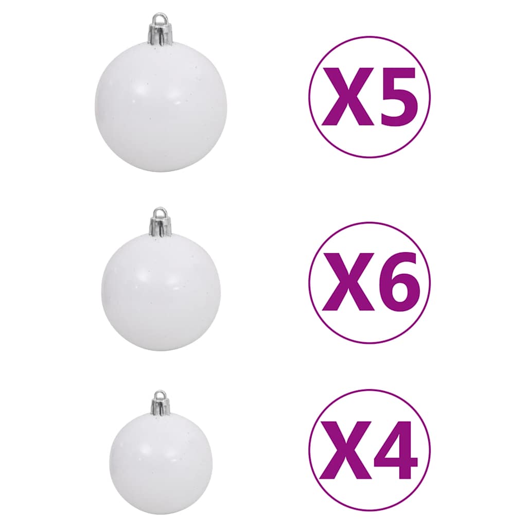 Umělý Vánoční Stromek S Led A Sadou Koulí 120 Cm 230 Větviček Bílo-Šedá