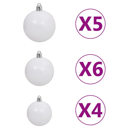 Umělý Vánoční Stromek S Led A Sadou Koulí 120 Cm 230 Větviček Bílo-Šedá