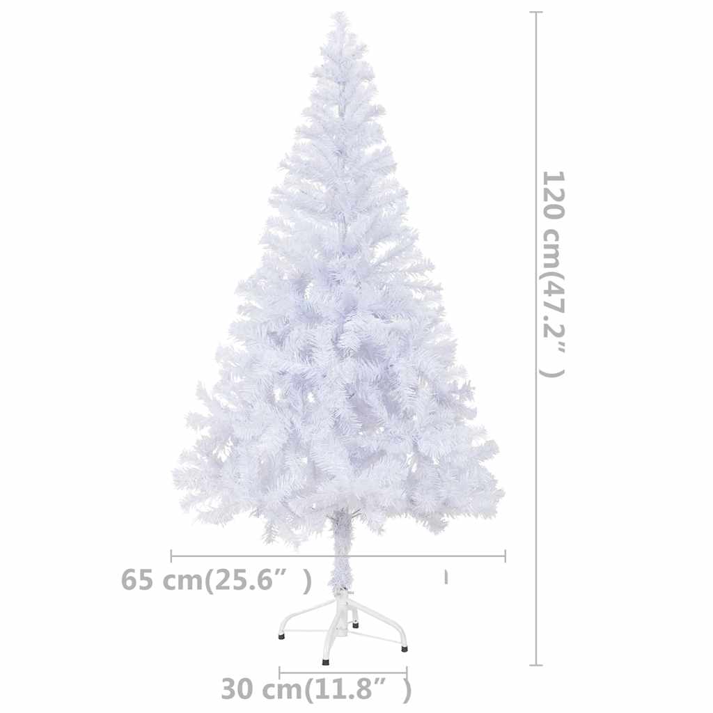 Umělý Vánoční Stromek S Led A Sadou Koulí 120 Cm 230 Větviček Bílo-Šedá