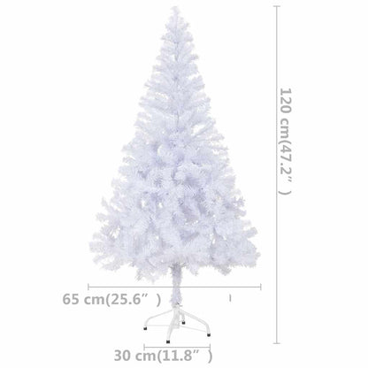 Umělý Vánoční Stromek S Led A Sadou Koulí 120 Cm 230 Větviček Bílo-Šedá