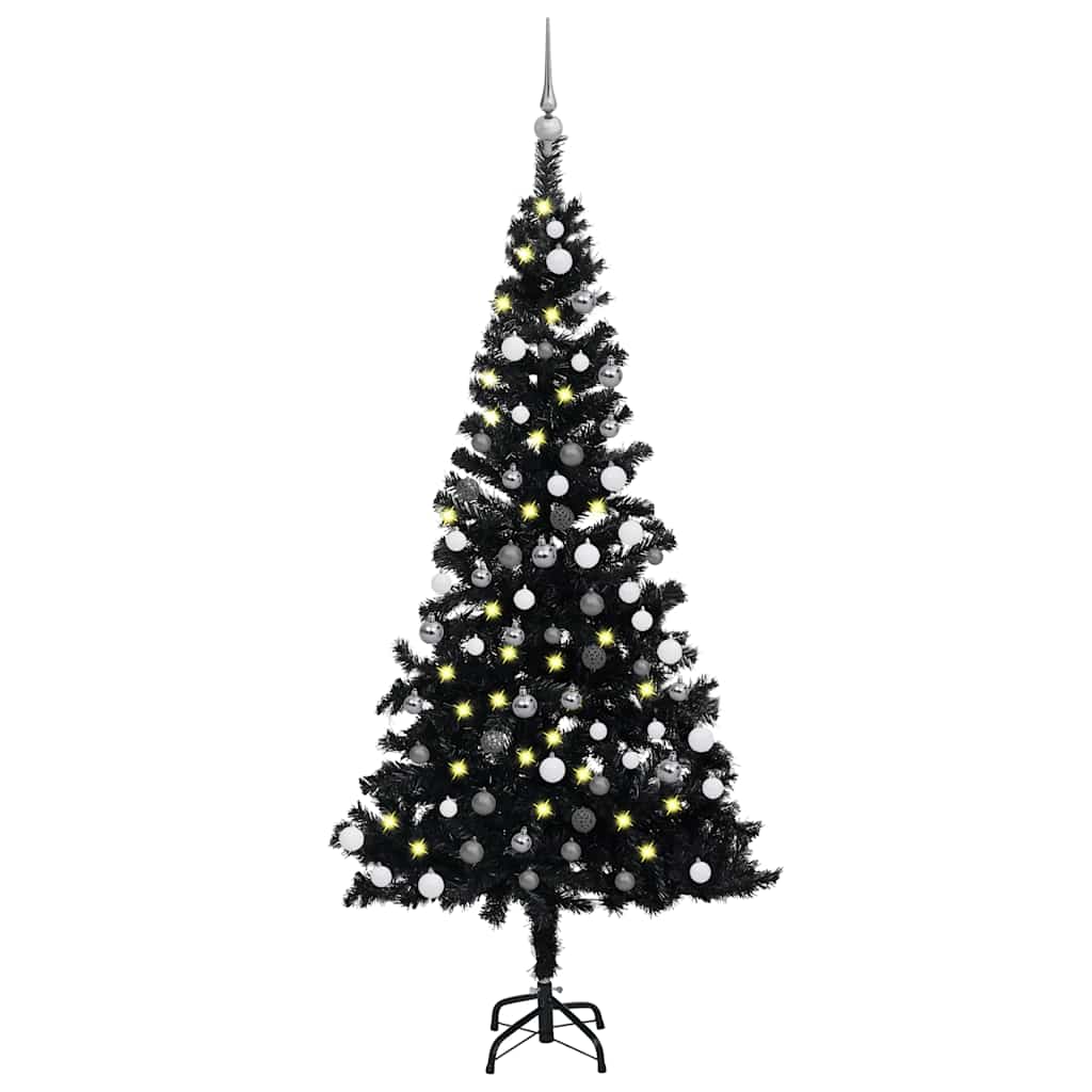 Umělý Vánoční Stromek S Led A Sadou Koulí Růžový 180 Cm Pvc