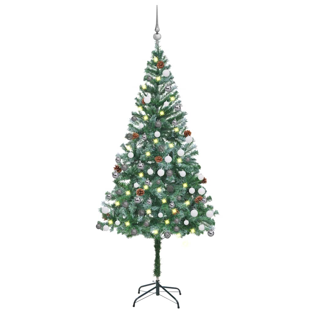 Umělý Vánoční Stromek Led Osvětlení Sada Koulí A Šišky 180 Cm