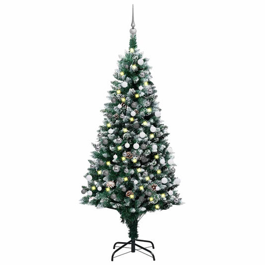 Umělý Vánoční Strom S Led A Sadou Koulí A Šiškami 150 Cm