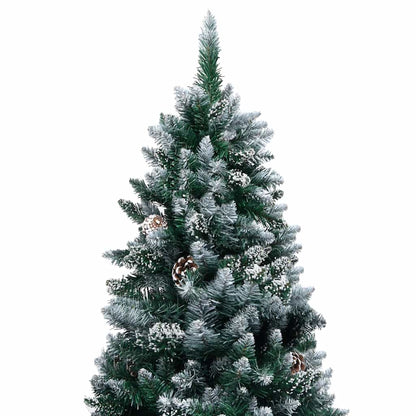 Umělý Vánoční Stromek Led Osvětlení Sada Koulí A Šišky 180 Cm Bílá