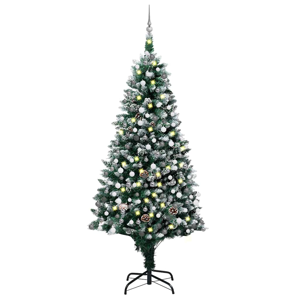 Umělý Vánoční Strom S Led A Sadou Koulí A Šiškami 150 Cm