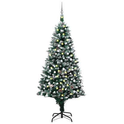Umělý Vánoční Strom S Led A Sadou Koulí A Šiškami 150 Cm