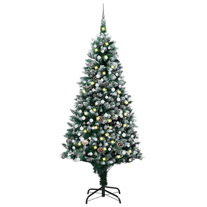 Umělý Vánoční Strom S Led A Sadou Koulí A Šiškami 150 Cm