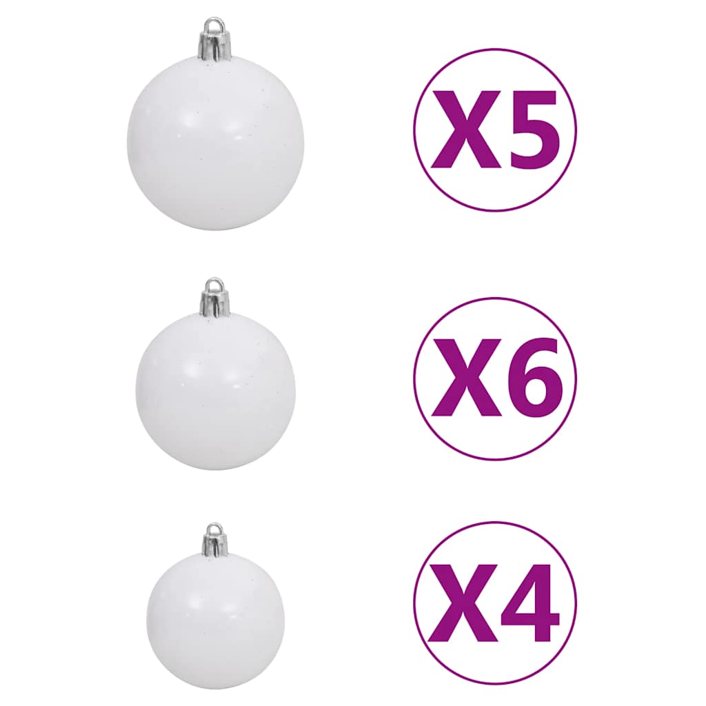 Umělý Vánoční Stromek S Led A Sadou Koulí Bílý 120 Cm