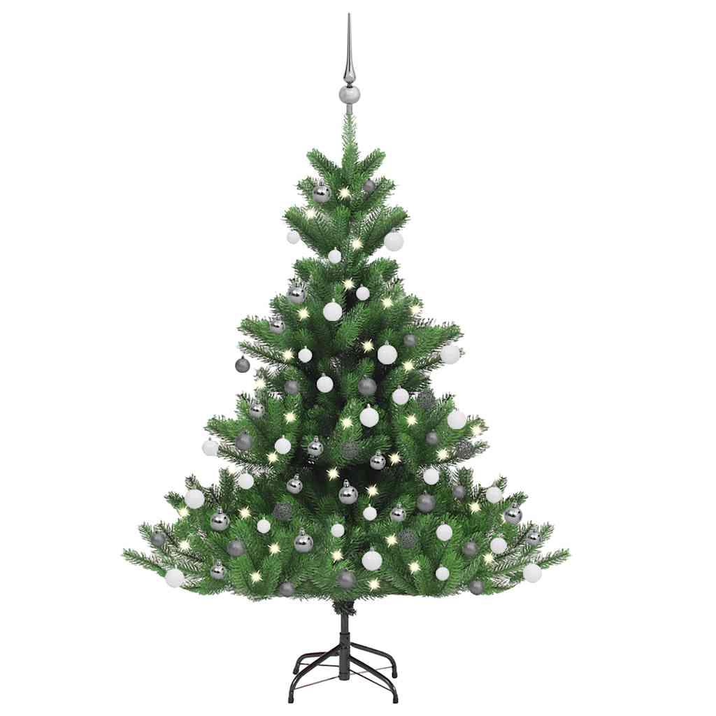 Umělý Vánoční Stromek Normandská Jedle Led A Koule Zelený 150Cm