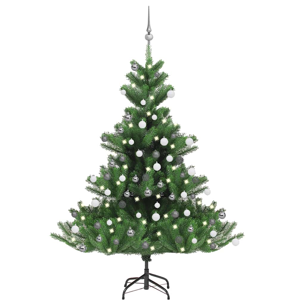Umělý Vánoční Stromek Normandská Jedle Led A Koule Zelený 150Cm