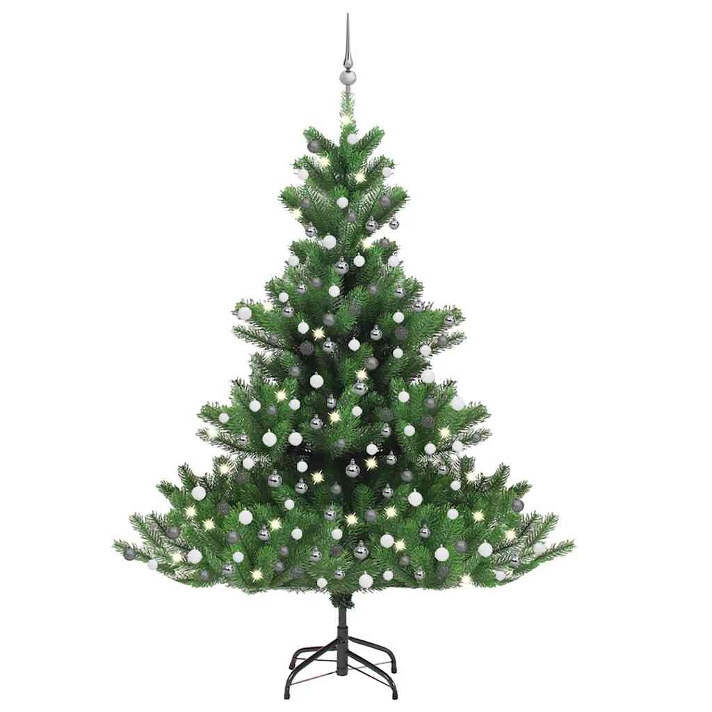 Umělý Vánoční Stromek Normandská Jedle Led A Koule Zelený 150Cm
