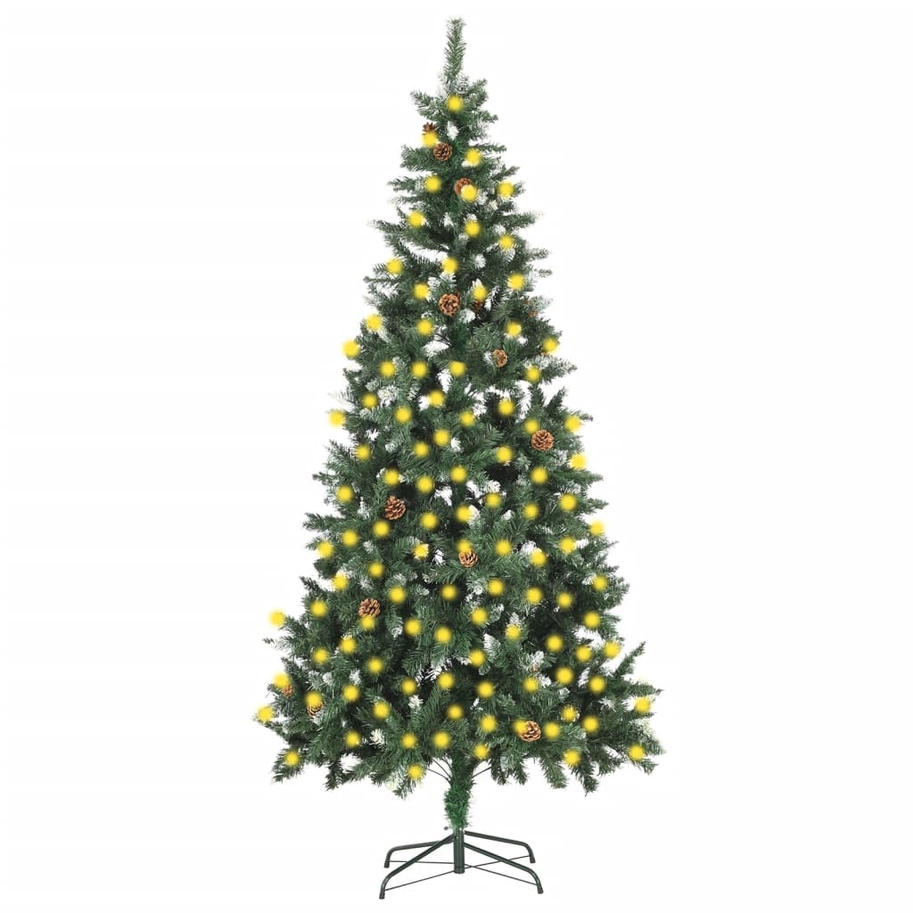 Umělý Vánoční Stromek S Led Osvětlením A Šiškami 210 Cm