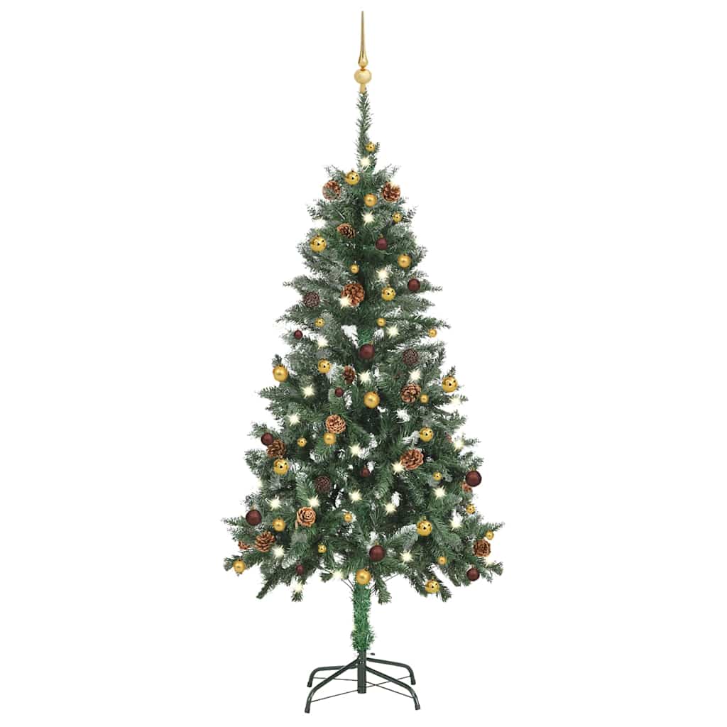 Umělý Vánoční Stromek Led Osvětlení Sada Koulí A Šišky 210 Cm