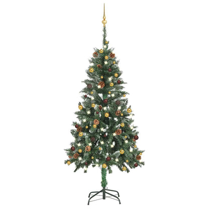 Umělý Vánoční Stromek Led Osvětlení Sada Koulí A Šišky 210 Cm