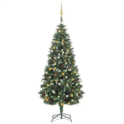 Umělý Vánoční Stromek Led Osvětlení Sada Koulí A Šišky 210 Cm