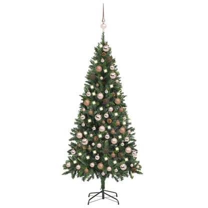 Umělý Vánoční Stromek Led Osvětlení Sada Koulí A Šišky 210 Cm