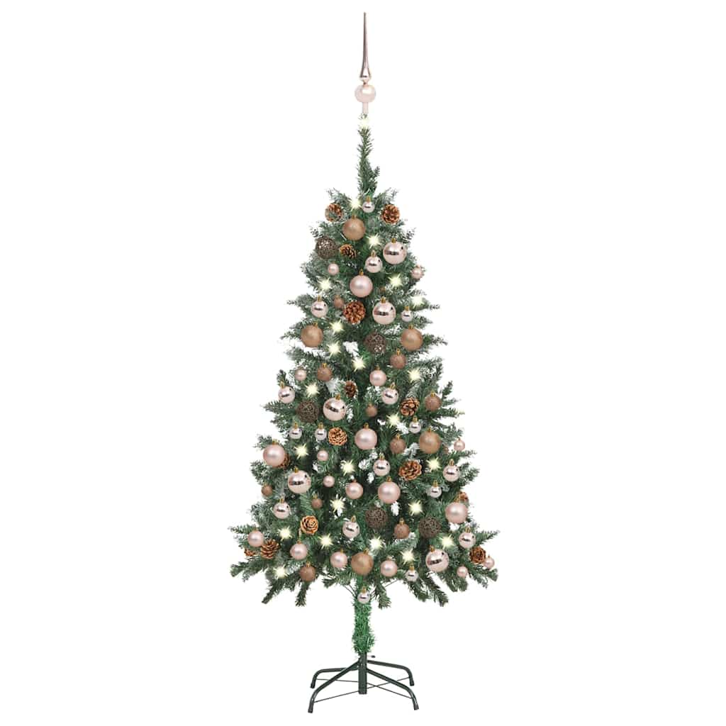 Umělý Vánoční Stromek Led Osvětlení Sada Koulí A Šišky 210 Cm