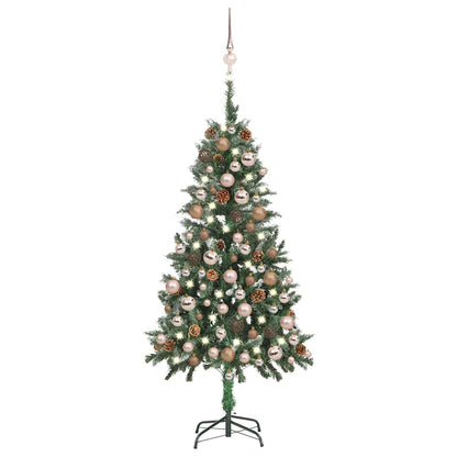 Umělý Vánoční Stromek Led Osvětlení Sada Koulí A Šišky 210 Cm