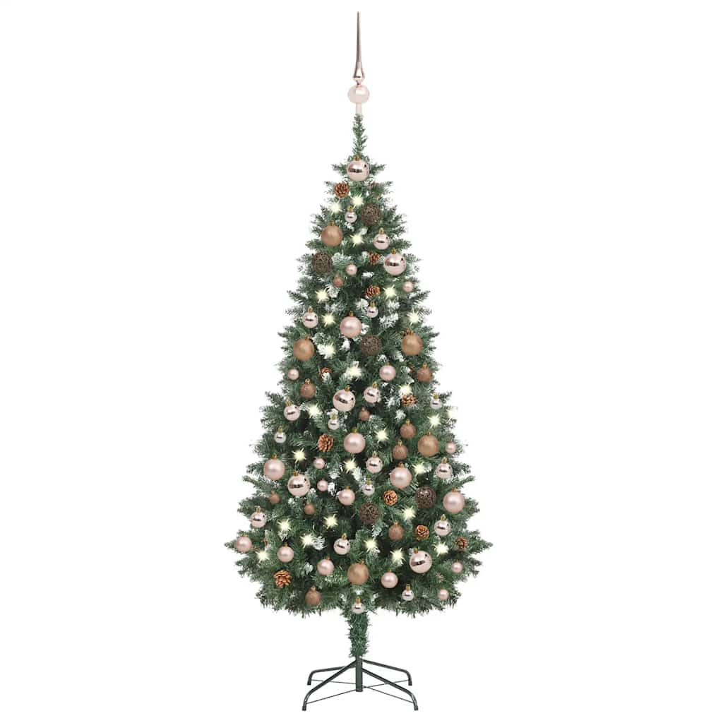 Umělý Vánoční Stromek Led Osvětlení Sada Koulí A Šišky 210 Cm