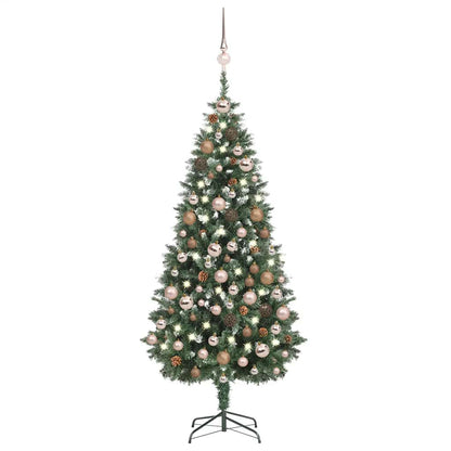 Umělý Vánoční Stromek Led Osvětlení Sada Koulí A Šišky 210 Cm