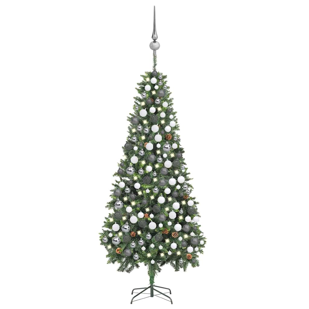 Umělý Vánoční Stromek Led Osvětlení Sada Koulí A Šišky 210 Cm