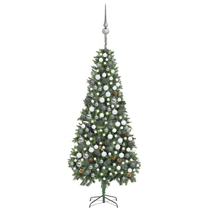 Umělý Vánoční Stromek Led Osvětlení Sada Koulí A Šišky 210 Cm