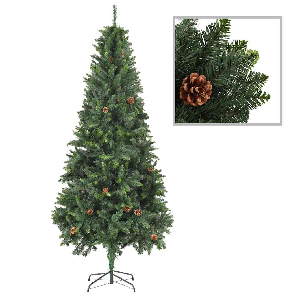 Umělý Vánoční Stromek Led Osvětlení Sada Koulí A Šišky 210 Cm