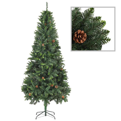 Umělý Vánoční Stromek Led Osvětlení Sada Koulí A Šišky 210 Cm