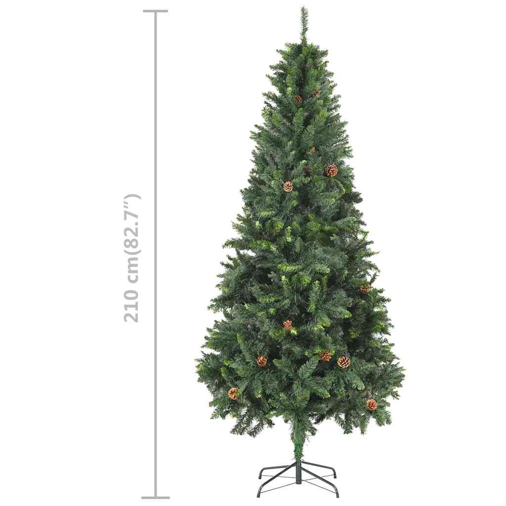 Umělý Vánoční Stromek Led Osvětlení Sada Koulí A Šišky 210 Cm