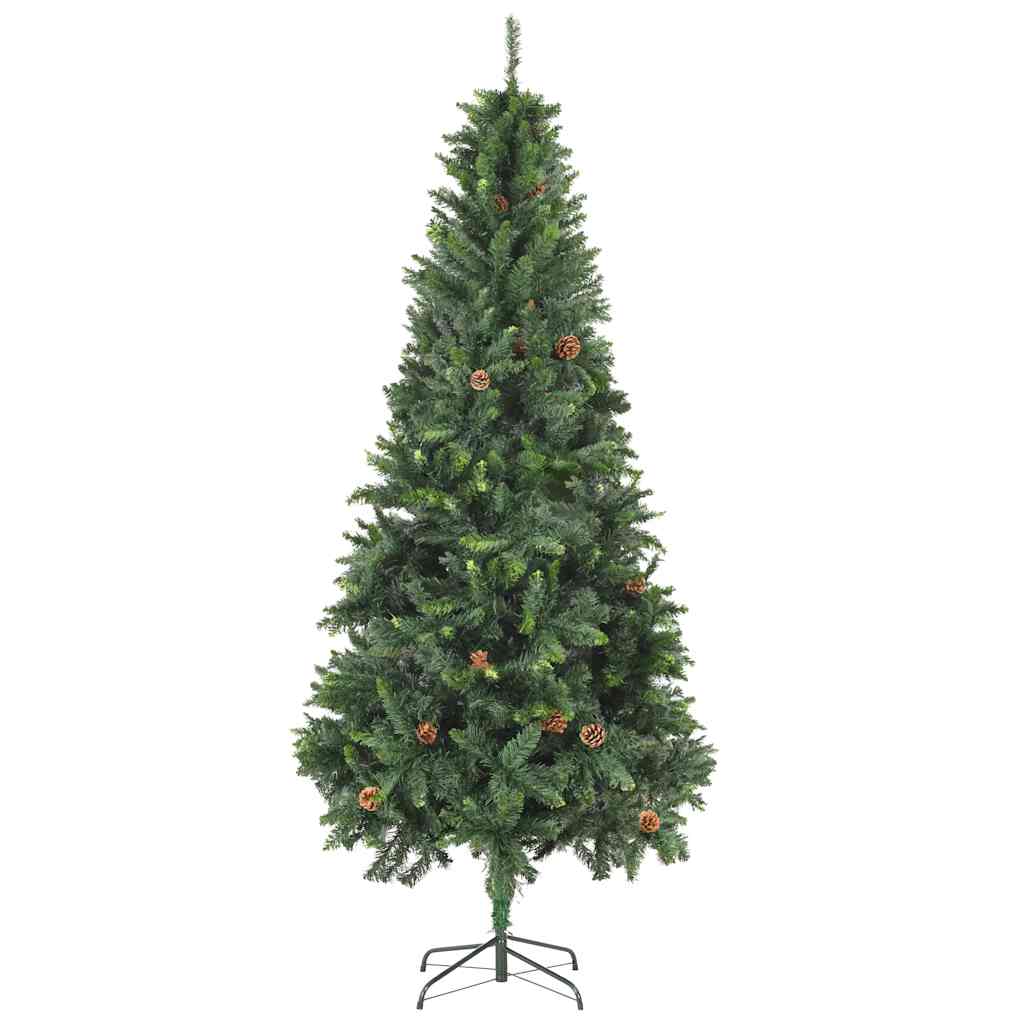 Umělý Vánoční Stromek Led Osvětlení Sada Koulí A Šišky 210 Cm
