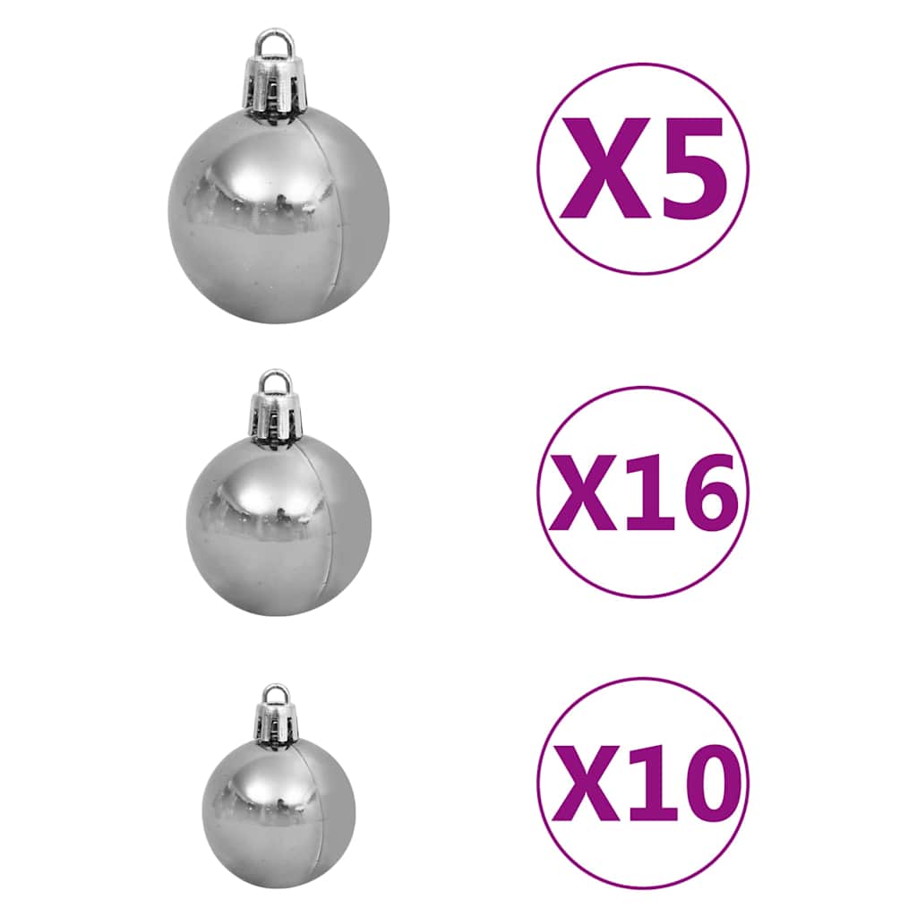 Umělý Vánoční Stromek Led Osvětlení Sada Koulí A Šišky 210 Cm