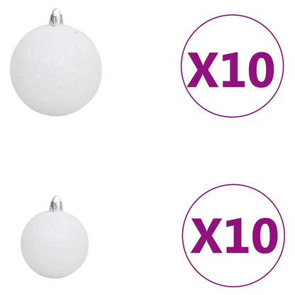 Umělý Vánoční Stromek Led Osvětlení Sada Koulí A Šišky 210 Cm