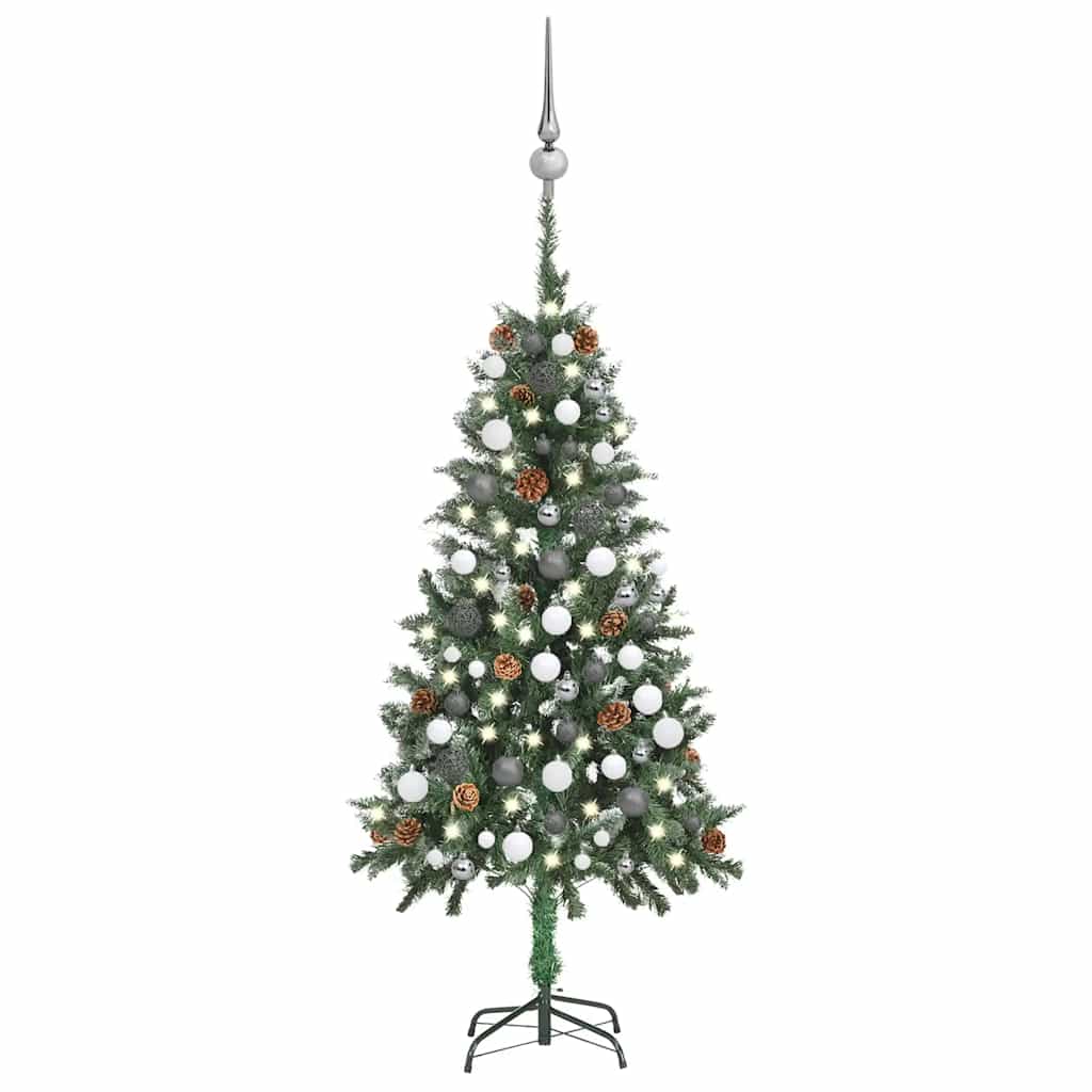 Umělý Vánoční Stromek Led Osvětlení Sada Koulí A Šišky 210 Cm