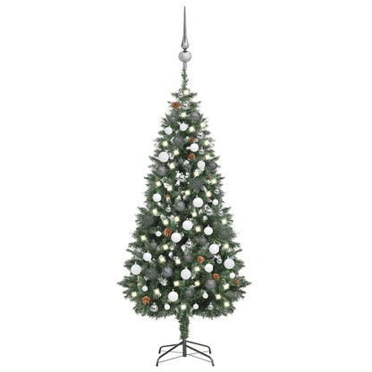Umělý Vánoční Stromek Led Osvětlení Sada Koulí A Šišky 210 Cm