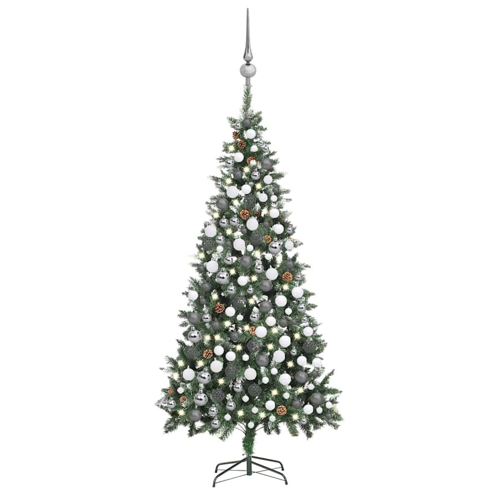 Umělý Vánoční Stromek Led Osvětlení Sada Koulí A Šišky 210 Cm
