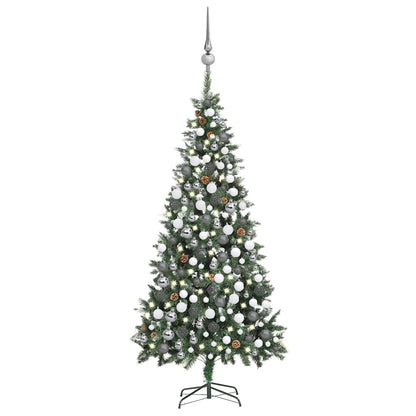 Umělý Vánoční Stromek Led Osvětlení Sada Koulí A Šišky 210 Cm