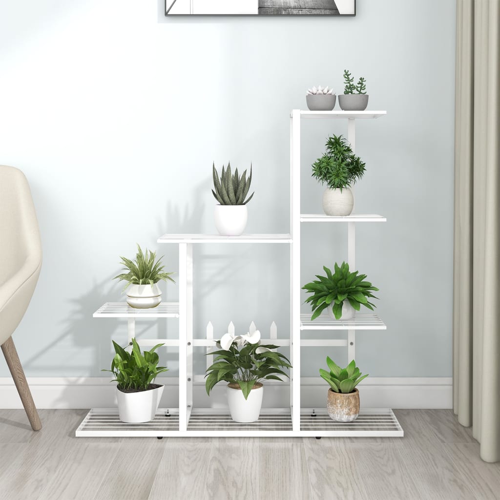 Stojan Na Květiny Na Kolečkách 94,5 X 25 X 92,5 Cm Bílý Kov Bílá