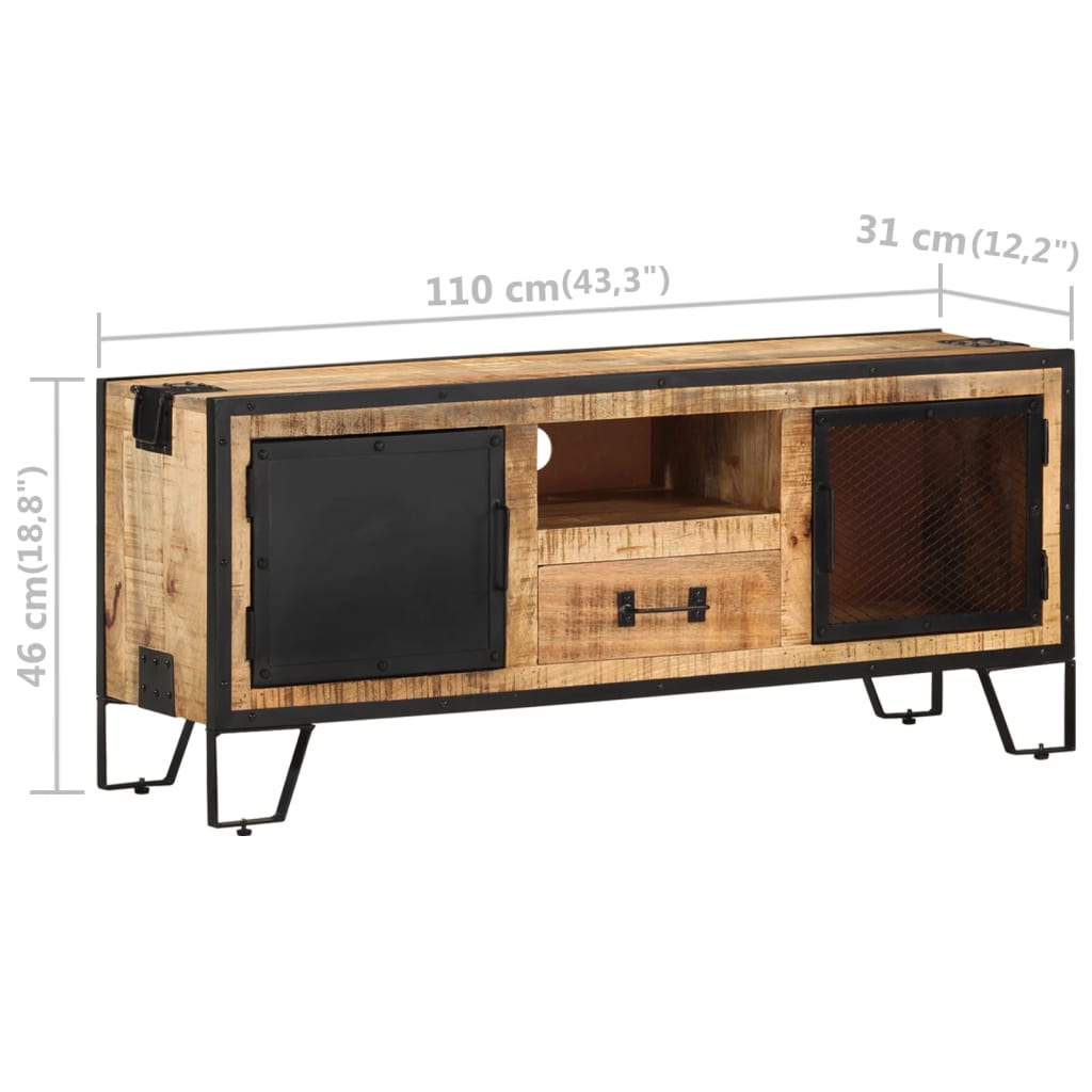 Tv Stolek 110 X 31 X 46 Cm Hrubé Mangovníkové Dřevo