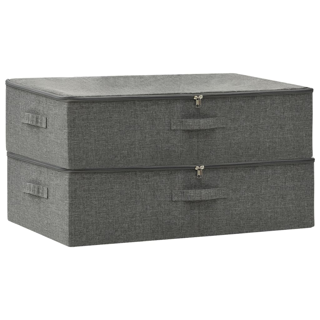 Úložné Boxy 2 Ks Textil 70 X 40 X 18 Cm Antracitové