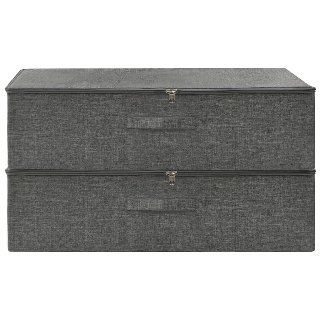 Úložné Boxy 2 Ks Textil 70 X 40 X 18 Cm Antracitové