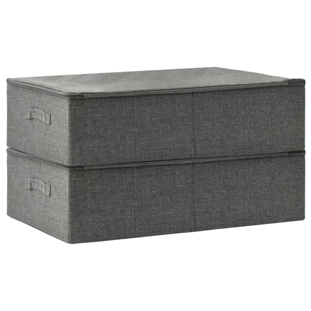 Úložné Boxy 2 Ks Textil 70 X 40 X 18 Cm Antracitové