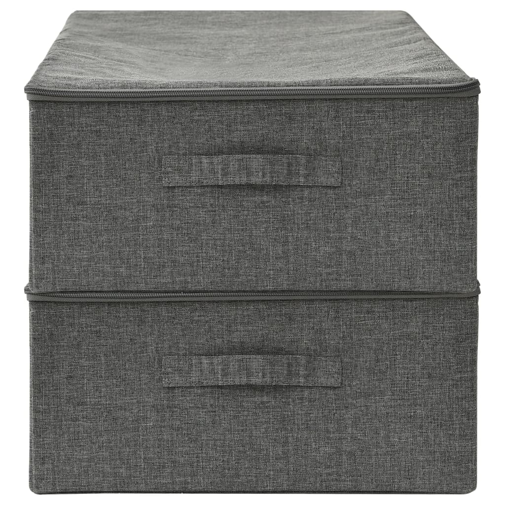 Úložné Boxy 2 Ks Textil 70 X 40 X 18 Cm Antracitové