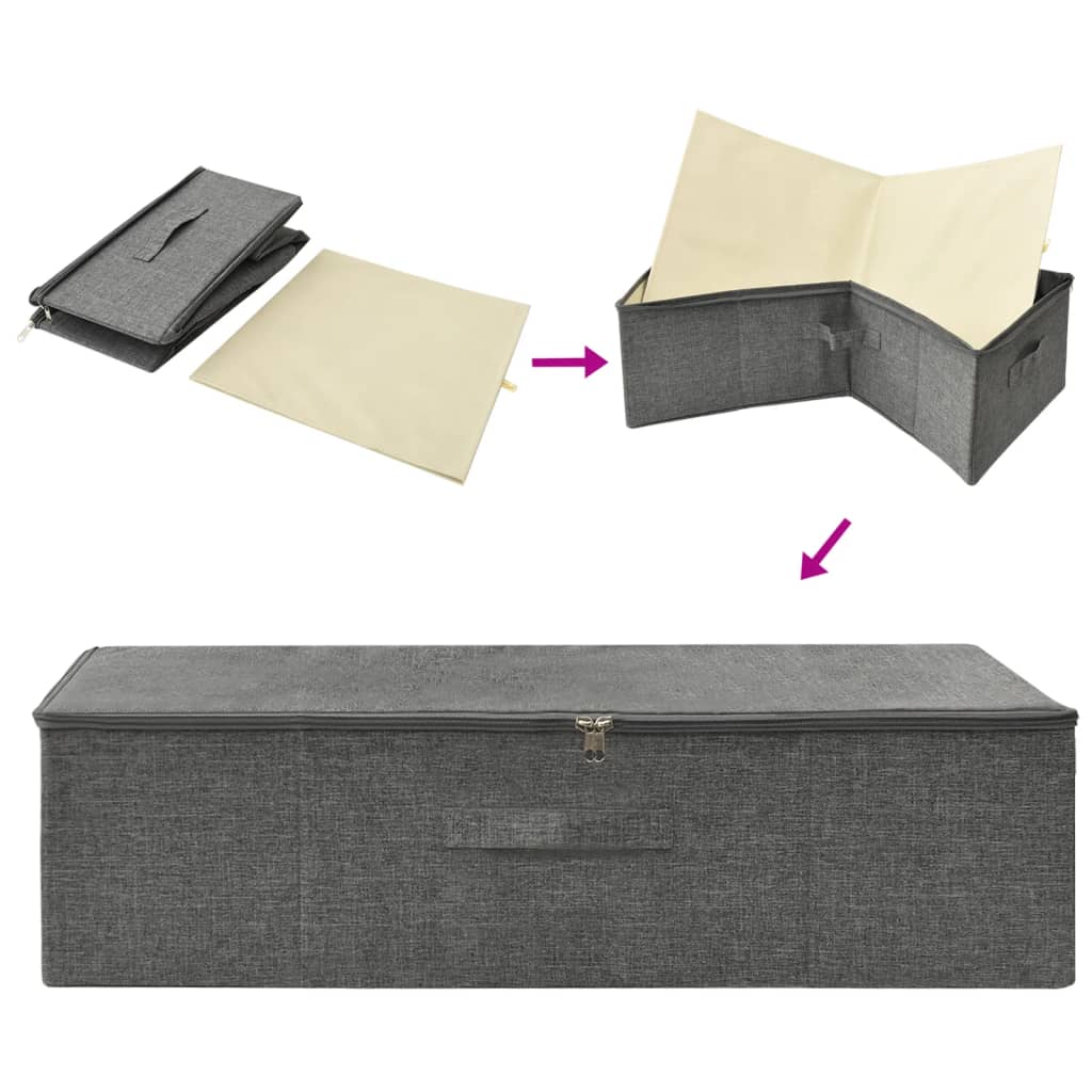 Úložné Boxy 2 Ks Textil 70 X 40 X 18 Cm Antracitové