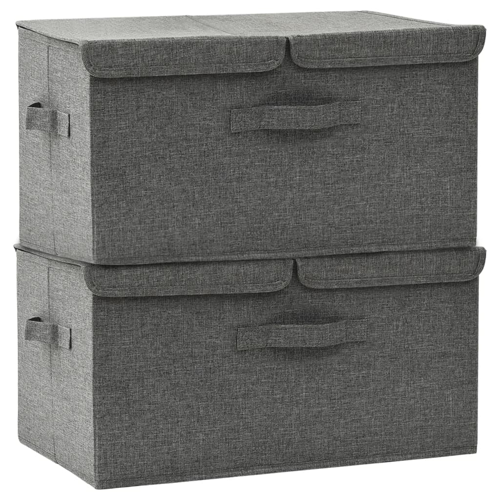 Úložné Boxy 2 Ks Textil 50 X 30 X 25 Cm Antracitové