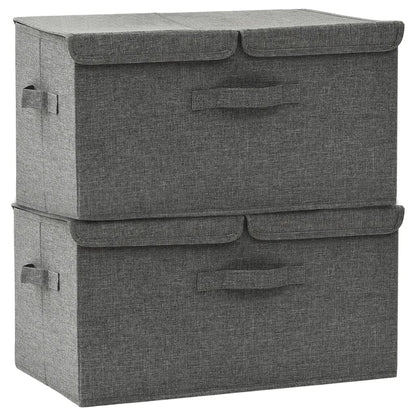 Úložné Boxy 2 Ks Textil 50 X 30 X 25 Cm Antracitové
