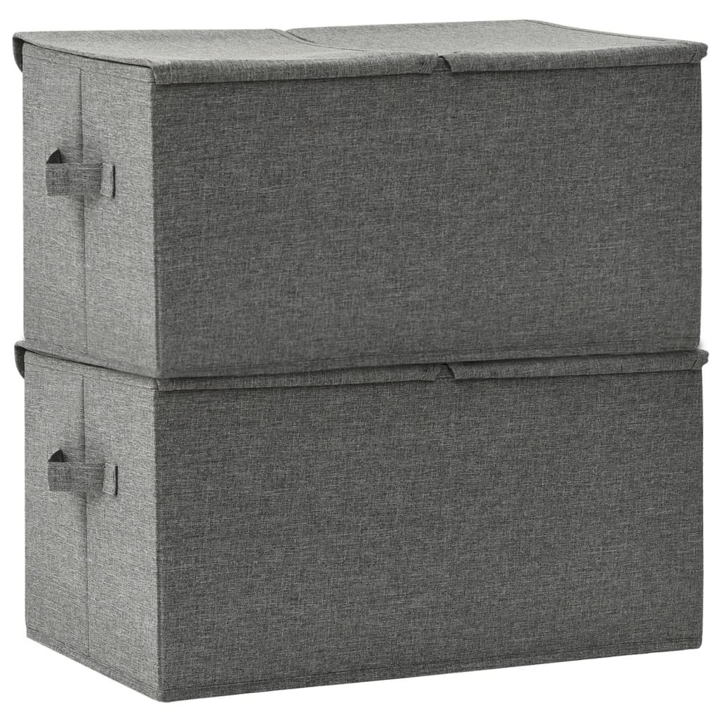 Úložné Boxy 2 Ks Textil 50 X 30 X 25 Cm Antracitové