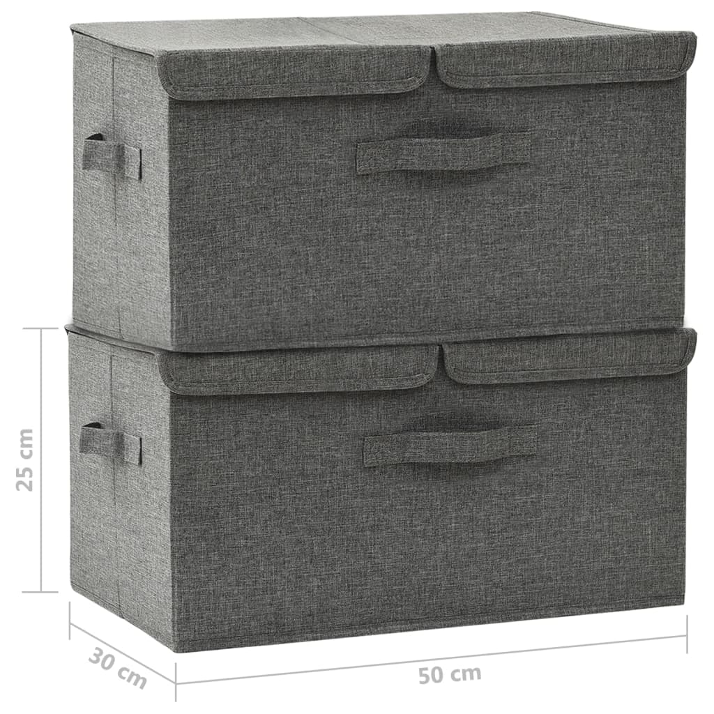 Úložné Boxy 2 Ks Textil 50 X 30 X 25 Cm Antracitové