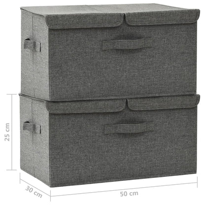 Úložné Boxy 2 Ks Textil 50 X 30 X 25 Cm Antracitové